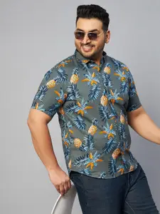 SHOWOFF Plus Men Plus Size Comfort Conversational Printed Cotton Casual Shirt