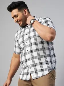 SHOWOFF Plus Men Plus Size Comfort Tartan Checks Cotton Casual Shirt