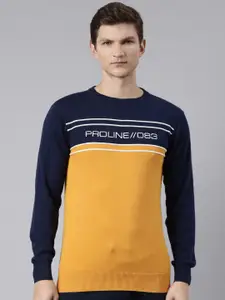 Proline Active Men Typography Colourblocked Pullover