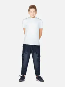 Gini and Jony Boys Navy Blue Mildly Distressed Light Fade Jeans