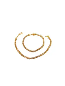 FEMMIBELLA Gold-Plated American Diamond Anklets