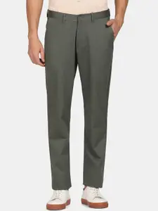 Blackberrys Men Olive Green Solid Comfort Trousers