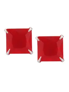 Efulgenz Cubic Zirconia Studded Square Studs Earrings