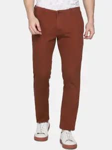 Blackberrys Men Rust Slim Fit Low-Rise Trousers