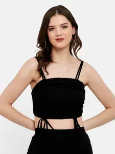 UNMADE Women Solid Shoulder Straps Fitted Crop Top