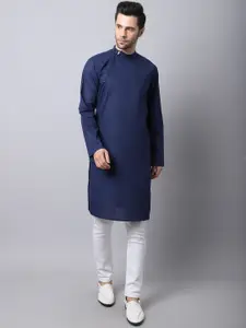 even Men Blue Thread Work Pathani Kurta