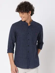 Mufti Men Classic Slim Fit Grid Tattersall Checked Casual Shirt