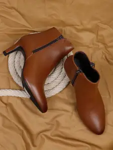 ELLE Women Solid Leather Ankle Boots