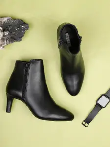 ELLE Women Solid Leather Ankle Boots