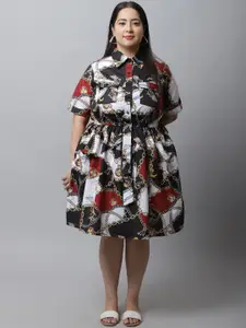 Flambeur Floral Printed A-Line Plus Size Dress