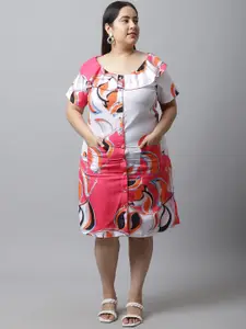 Flambeur Women Printed Plus Size A-Line Dress