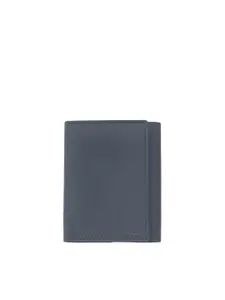 Kara Men Blue Leather Three Fold Wallet