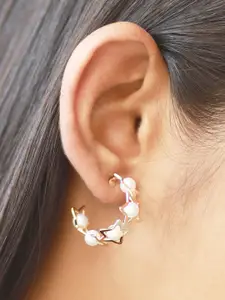 Ayesha Star Pearl Open Hoop Earrings