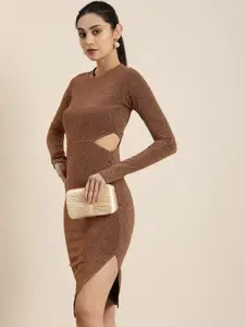 Moda Rapido Self Design Bodycon Dress With Cut Out Detail
