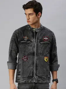 VOXATI Men Washed Open Front Jacket