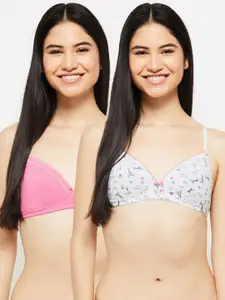max Pink & White Pack Of 2 Graphic Lightly Padded Bra