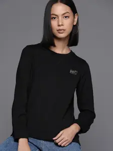 Allen Solly Woman Women Black Pure Cotton Sweatshirt