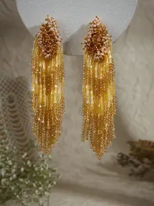 D'oro Gold-Plated Pearls Contemporary Drop Earrings