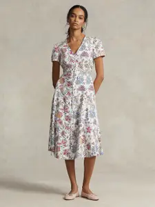 Polo Ralph Lauren Women Floral Linen A-Line Midi Dress