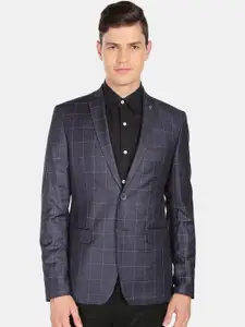 AD By Arvind Men Checked Single Breasted Tailored-Fit Blazer