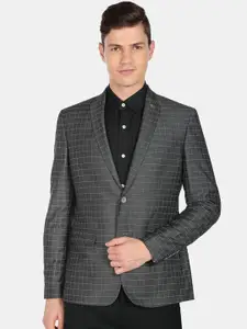 AD By Arvind Men Checked Tailored-Fit Single Breasted Formal Blazers