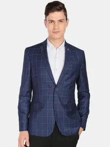 AD By Arvind Men Checked Tailored-Fit Single Breasted Blazer