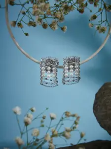 D'oro Women Contemporary Half Hoop Earrings