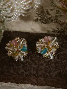 D'oro Gold-Plated Pearls Studded Contemporary Studs Earrings