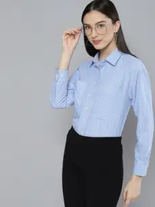 DENNISON Women Blue Striped Formal Shirt