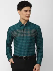 Peter England Men Slim Fit Printed Pure Cotton Formal Shirt