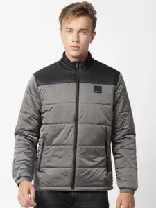 Pepe Jeans Men Grey Colourblocked Puffer Jacket