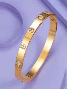 Designs By Jewels Galaxy Women Gold-Toned American Diamond Gold-Plated Bangle-Style Bracelet
