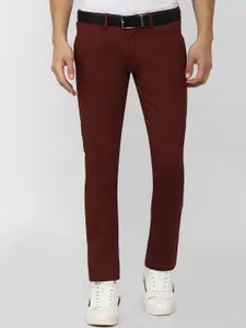 Peter England Casuals Men Maroon Skinny Fit Casual Trouser