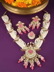 Zaveri Pearls Gold-Plated Kundan-Studded Jewellery Set With Ring