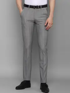 Louis Philippe Men Grey Checked  Polyester Slim Fit Formal Trousers