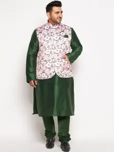 VASTRAMAY Men Green Floral Kurta with Churidar