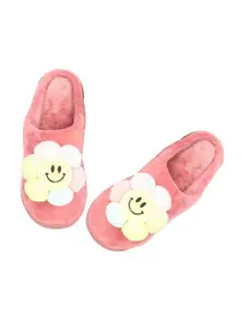 Brauch Women Pink & Yellow Printed  Room Slippers Flip Flops