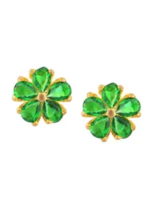 Efulgenz Women Gold-Plated Floral Studs Earrings
