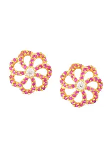 Efulgenz Women Pink Floral Studs Earrings
