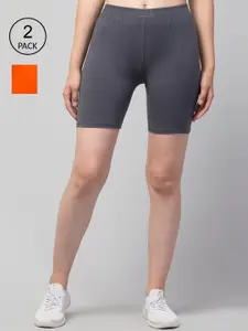 Apraa & Parma Women Pack Of 2 Skinny Fit Cycling Cotton Sports Shorts