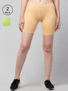 Apraa & Parma Women Pack Of 2 Skinny Fit Cycling Cotton Sports Shorts