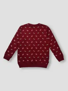 Gini and Jony Boys Red Printed Sweatshirt