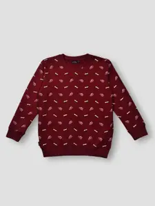 Gini and Jony Boys Red Printed Sweatshirt