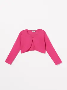 Fame Forever by Lifestyle Girls Fuchsia Self Design Crop Sweater