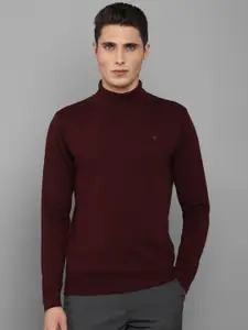 Louis Philippe Men Maroon Turtle Neck Pullover