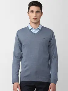 Van Heusen Men Blue Solid Pullover