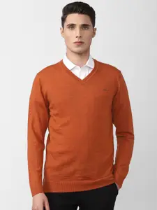 Van Heusen Men Orange Pullover Sweater