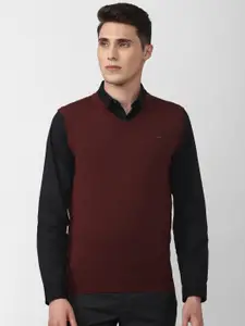 Van Heusen Men Maroon Solid Sweater Vest