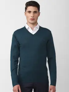 Van Heusen Men Teal Blue Pullover Sweater