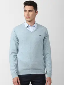 Van Heusen Men Blue Acrylic Pullover Sweater